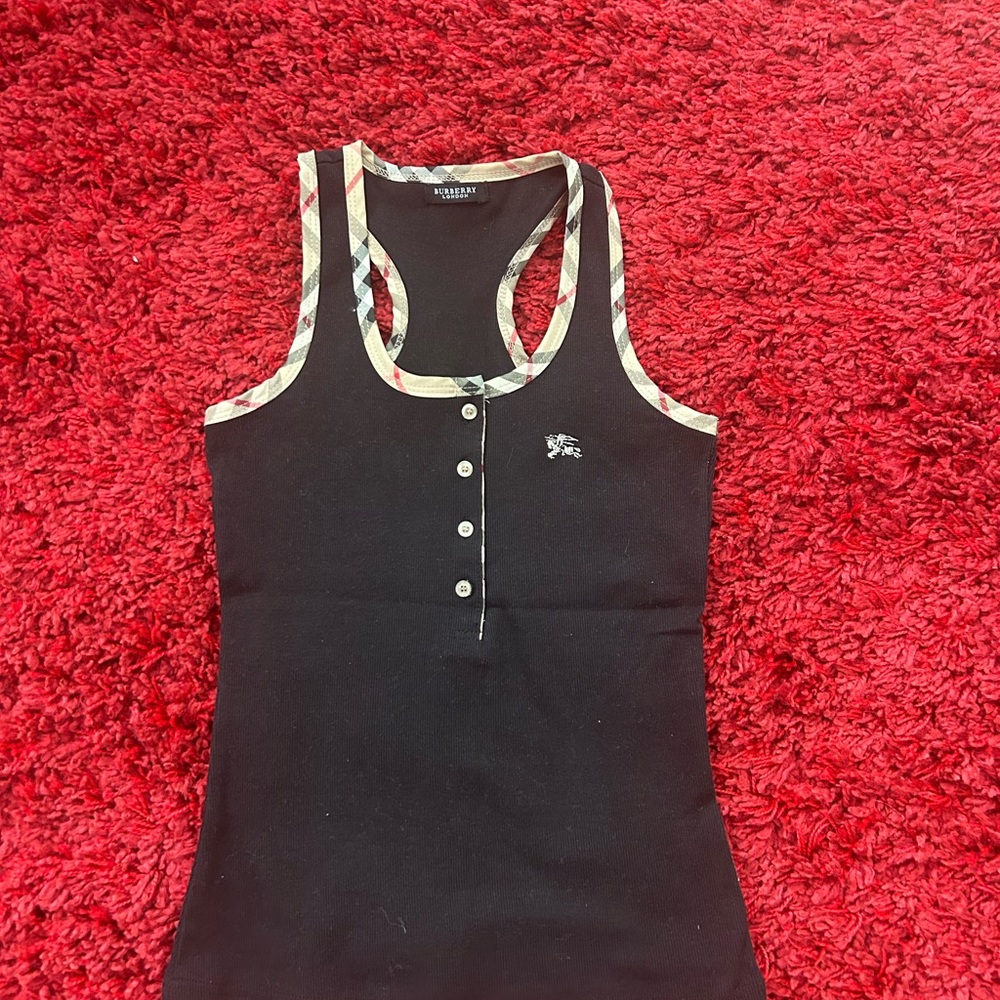 Burberry Black and White Fitted Sleeveless Tank Top